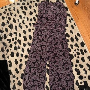 Sonia Rykiel Black and Purple Floral Jumpsuit